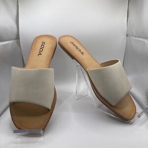 Soda Airway-S Flat Sandals Slides Slip‎ On Cream In Color Size 9